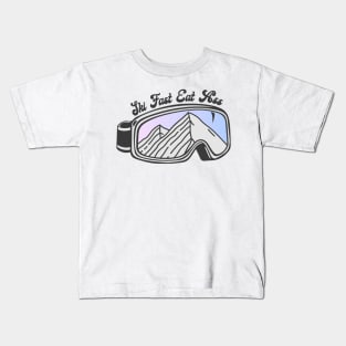 Sunset Mountain Ski Goggles | Ski Fast Eat Ass Kids T-Shirt